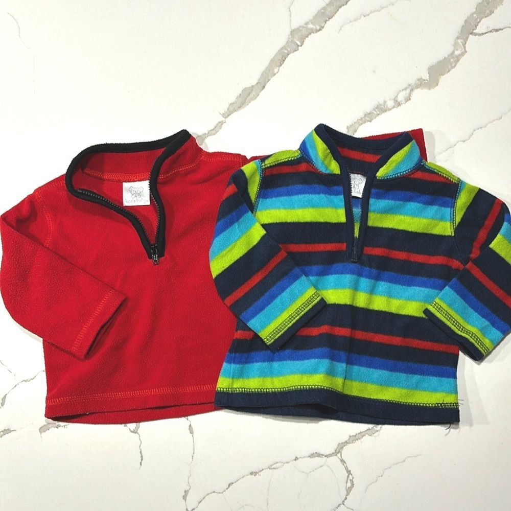 Koala Kids | Boys Red Multicolor Green Blue 1/4 Zip Fleece Pullovers Sweatshirts